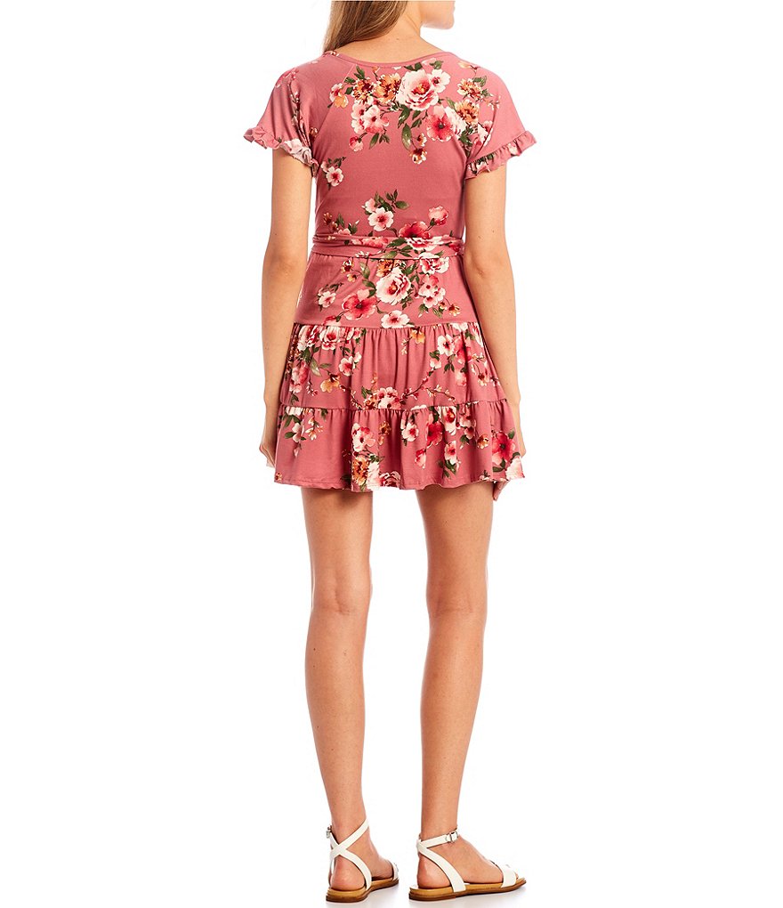 B. Darlin Sleeveless Lurex Striped Tiered Trapeze Dress