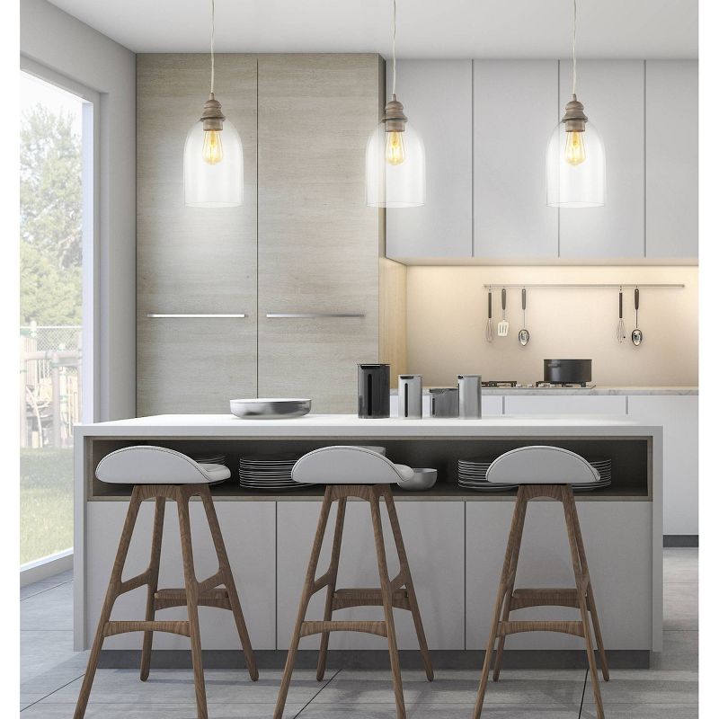 6.25" LED Adjustable Glass Greige Pendant Gray - Jonathan Y