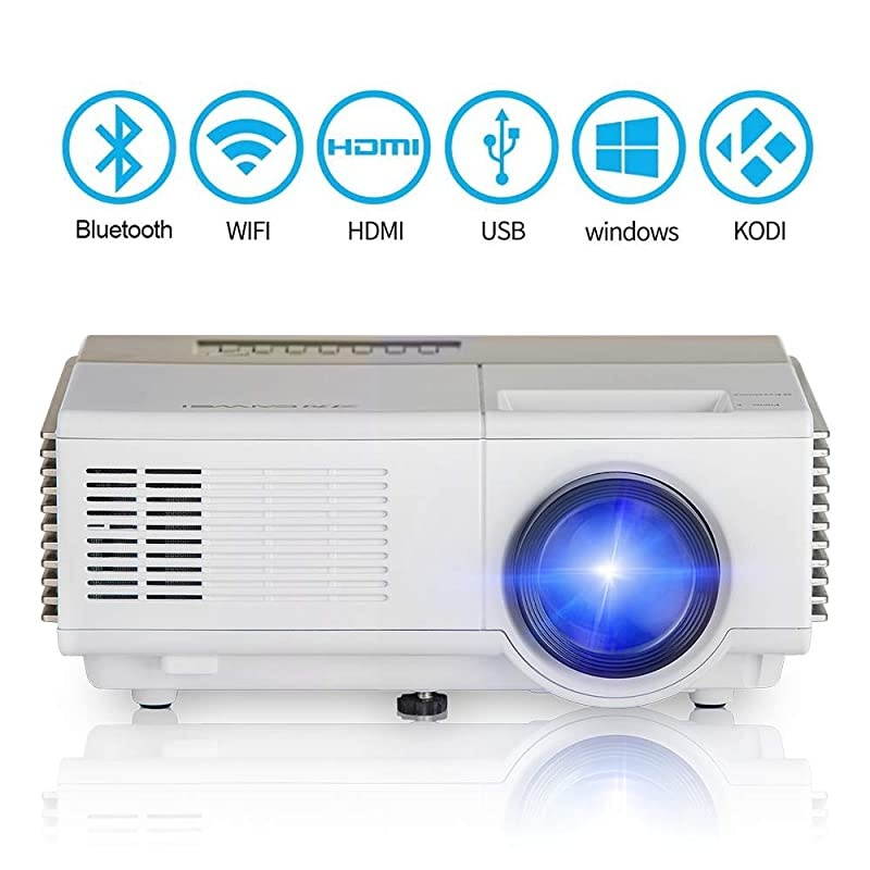 Projector with WiFi BluetoothOutdoor Movie Projector Support 1080p HDMI USB Airplay for Home Theater System TV Box DVD Player PS4 Laptop AV