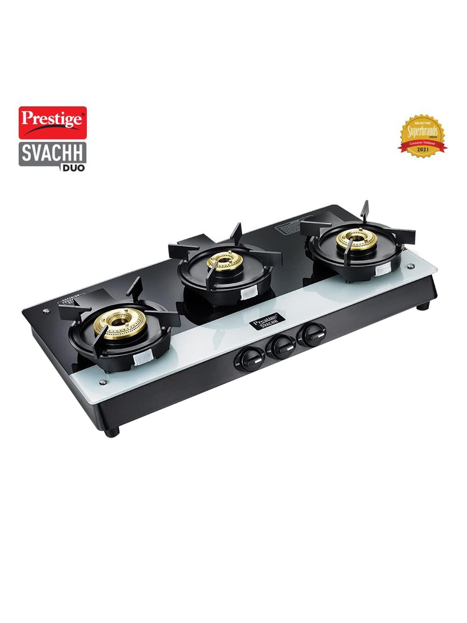 Pigeon Blackline Smart Black Glass Manual Gas Stove (2 Burners)