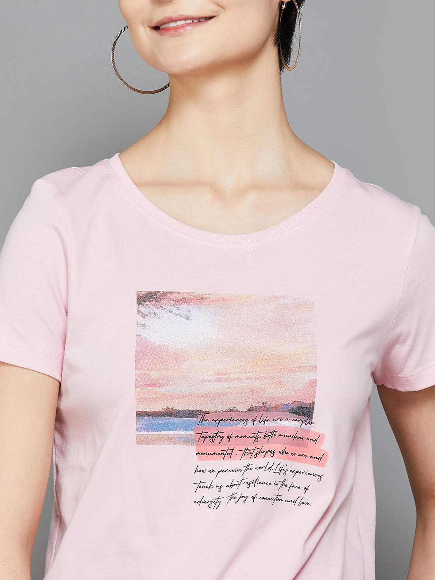 Fame Forever by Lifestyle Pink Cotton Printed T-Shirt