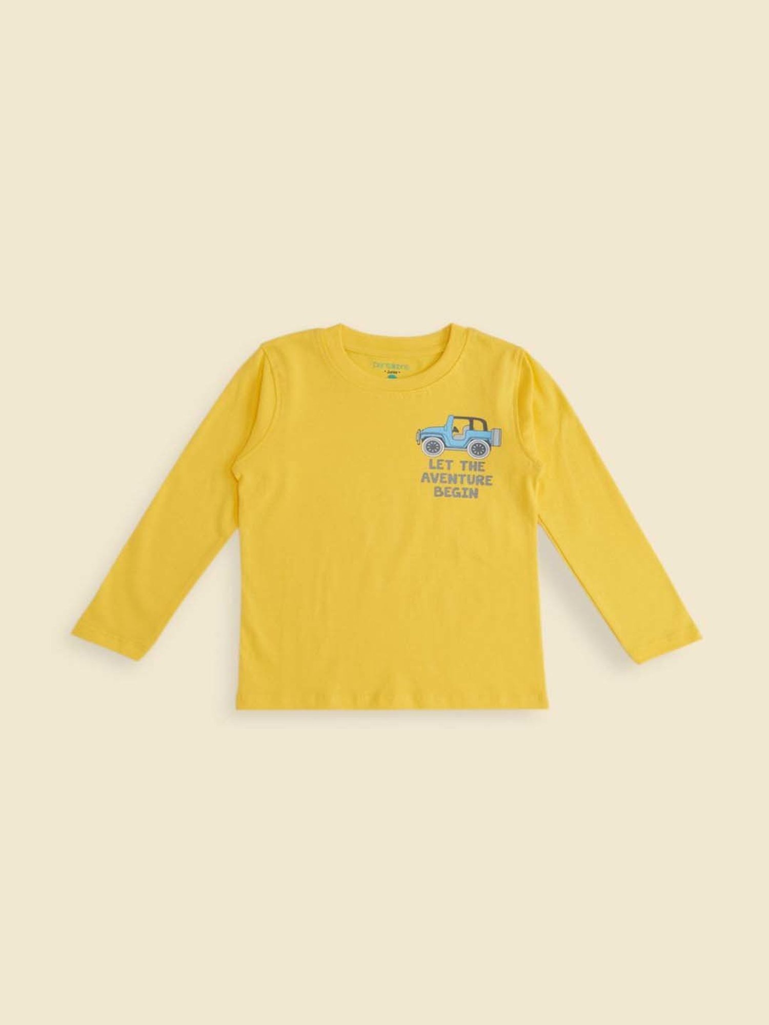 Pantaloons Baby Kids Yellow & Blue Cotton Printed Full Sleeves T-Shirt