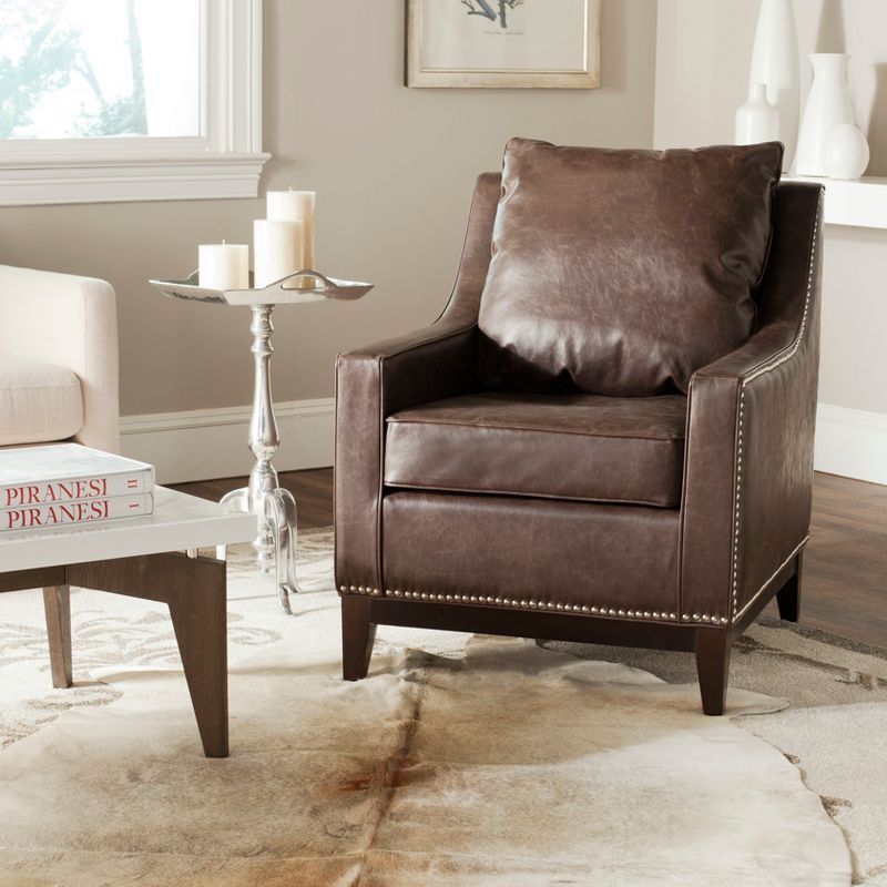 Colton Club Chair - Antique Brown - Safavieh