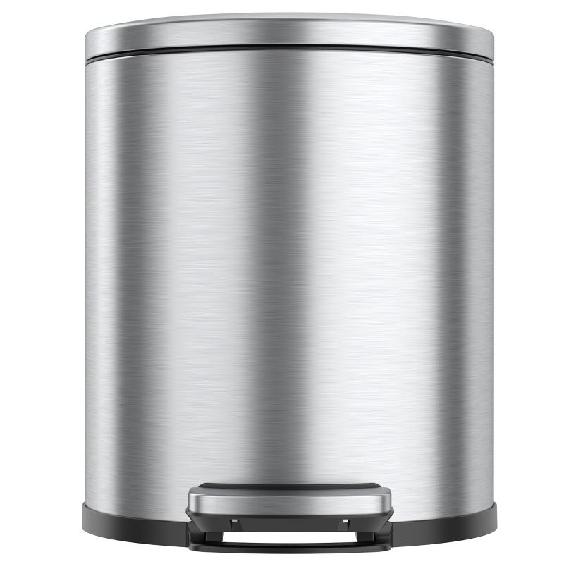 iTouchless Step Pedal Kitchen Trash Can with AbsorbX Odor Filter and Removable Inner Bucket 5 Gallon Semi-Round Stainless Steel