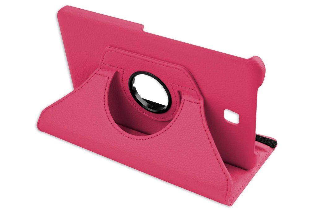 Hellfire Trading PU Leather Case 360 Rotating for Samsung Galaxy Tab 4 T330 8" - Hot Pink