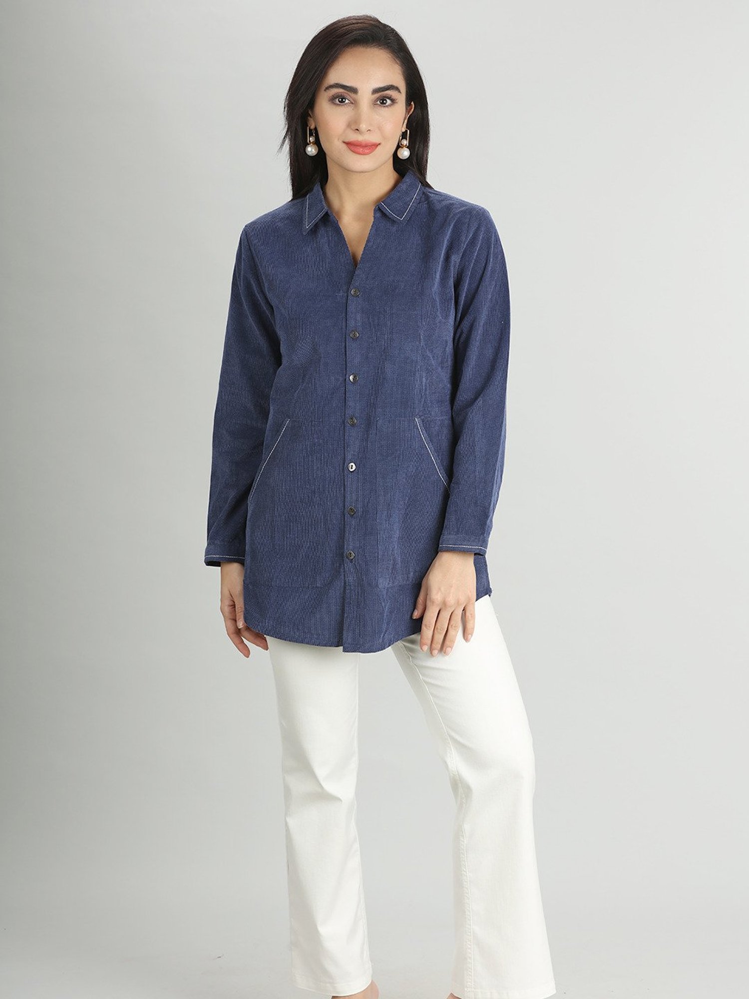 Mustard Navy Regular Fit Shirt