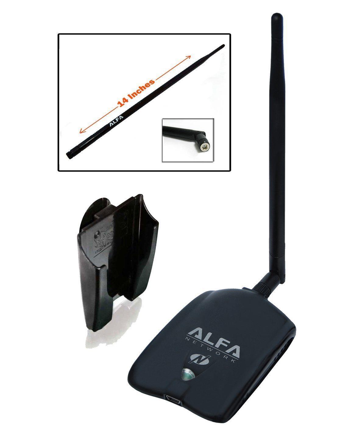 Alfa AWUS036NHA - Wireless B/G/N USB Adaptor - 802.11n - 150Mbps - 2.4 GHz - 5dBi Antenna - also includes a 9dBi Rubber Antenna And Suction cup Window Mount dock - Long Range - Atheros Chipset - Windo