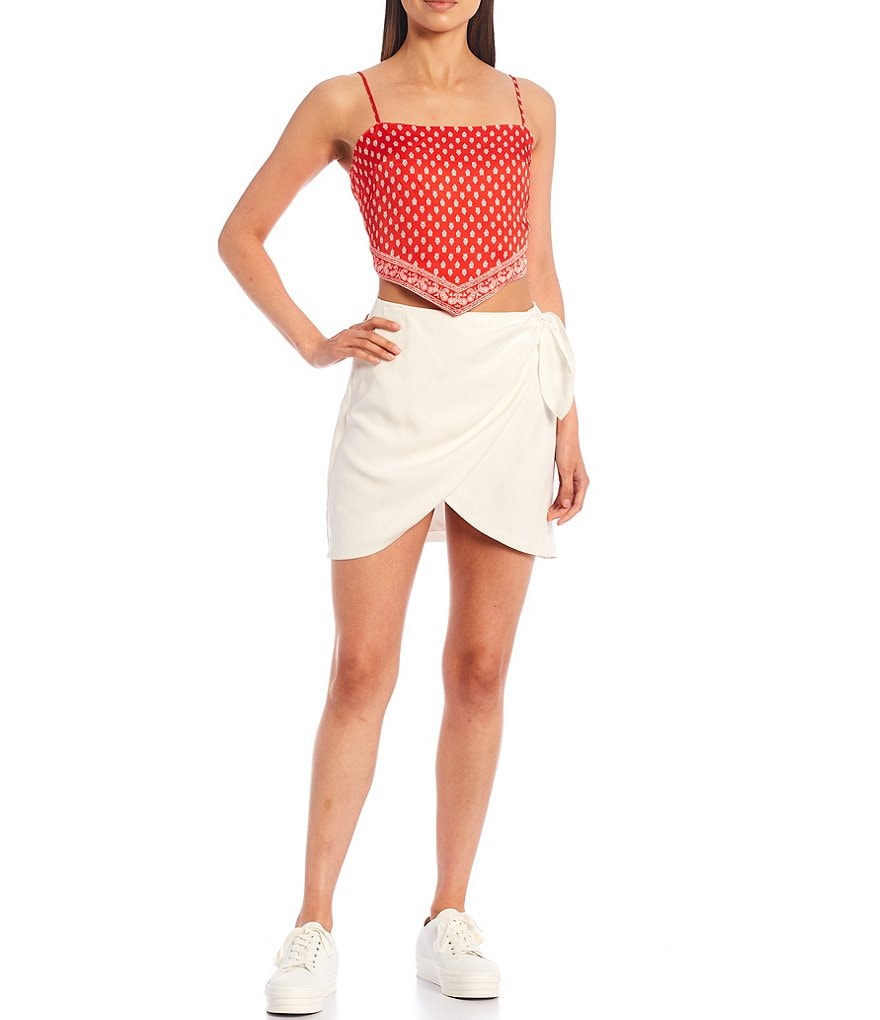 A Loves A Distress Hem High Rise Stretch Denim Skirt