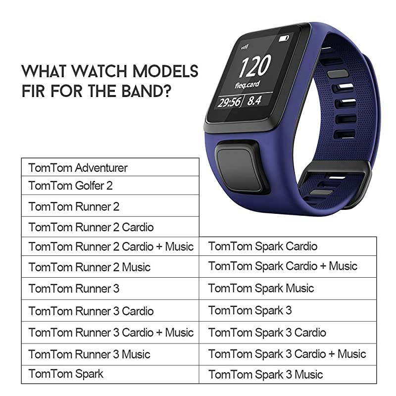 Silicone Watch Band Replacement for SparkSpark 3Golfer 2AdventurerRunner 23 Smartwatch for Man WomenDark Blue