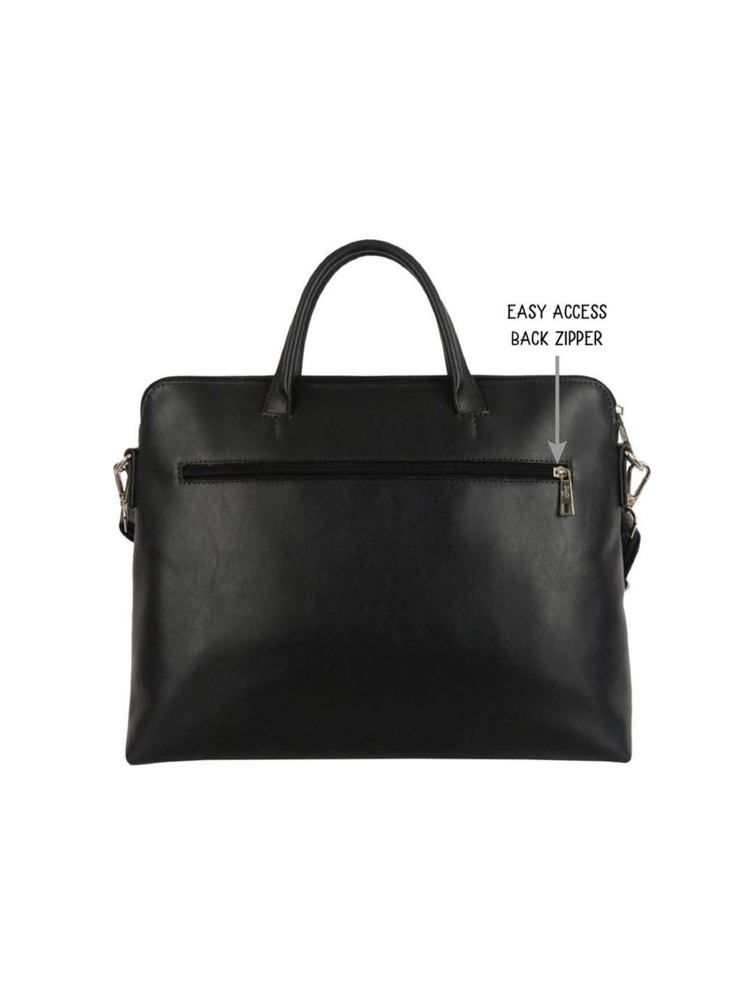 Baggit Black PVC Solid Laptop Messenger Bag