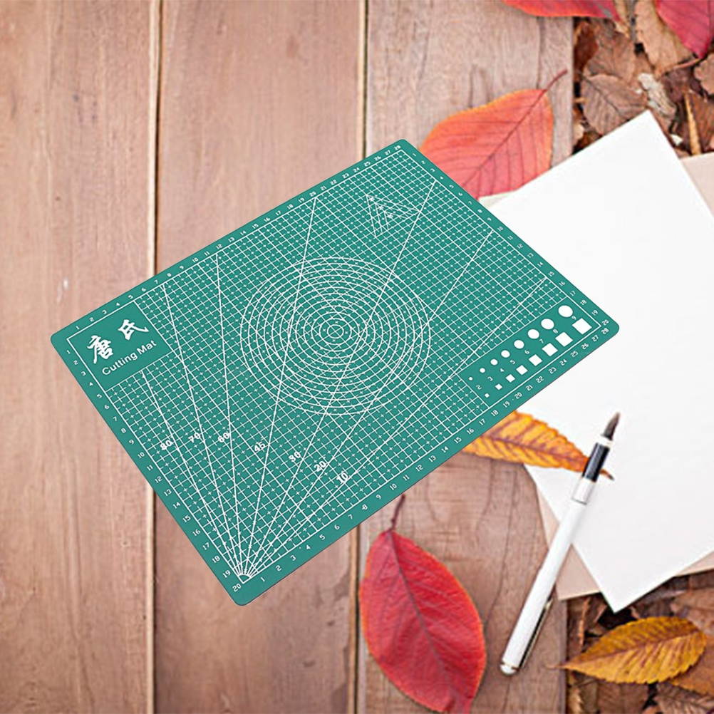 Double-sided PVC Cutting Mat Self-healing Cutting Pad Patchwork Cut Board for Manual DIY Cutting - Green (A4)