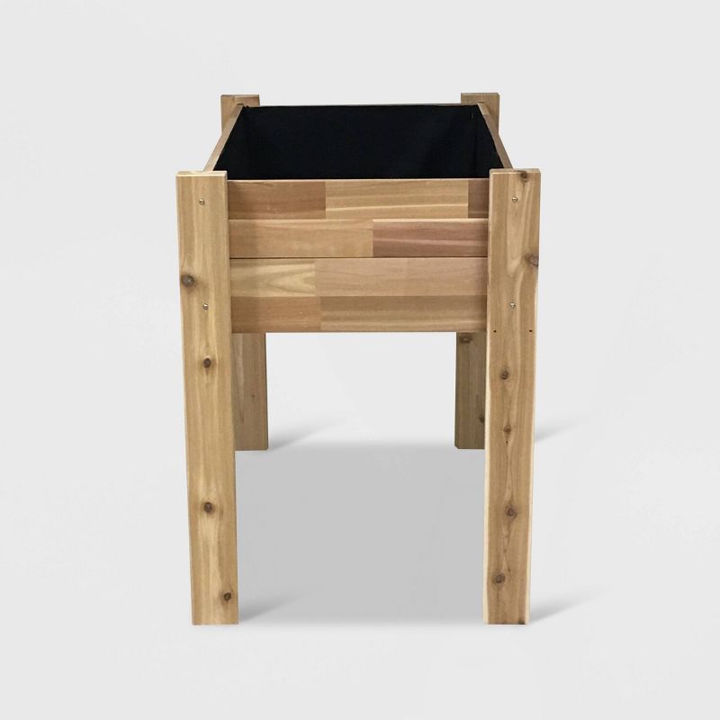 34" High Elevated Rectangular Garden Bed Planter With Fitted Liner Cedar - GRO Products