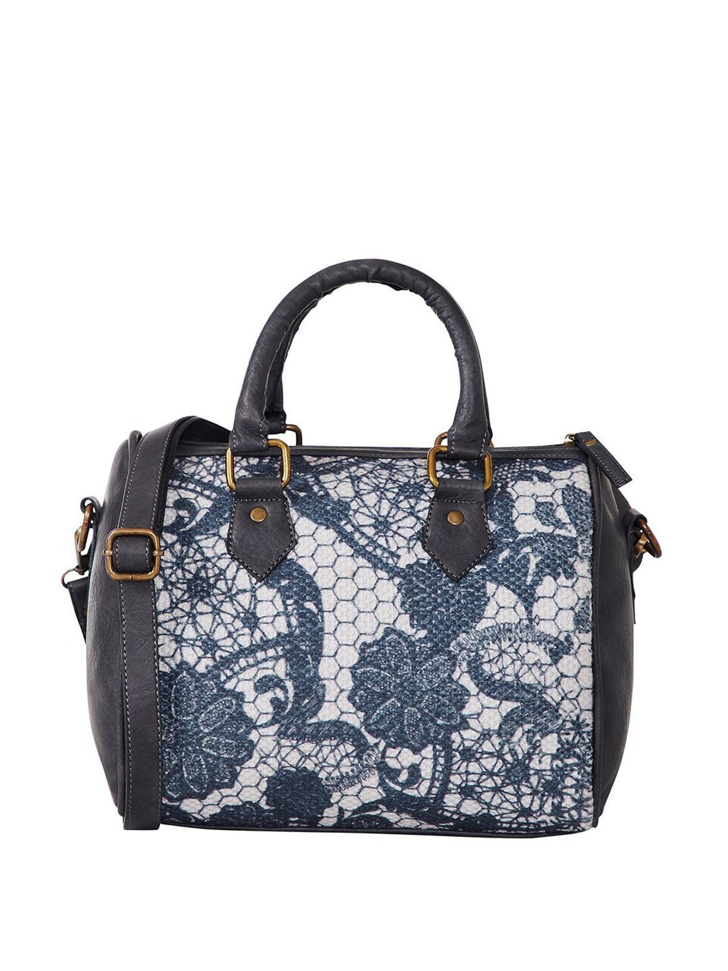 Mona B Grey Printed Medium Handbag