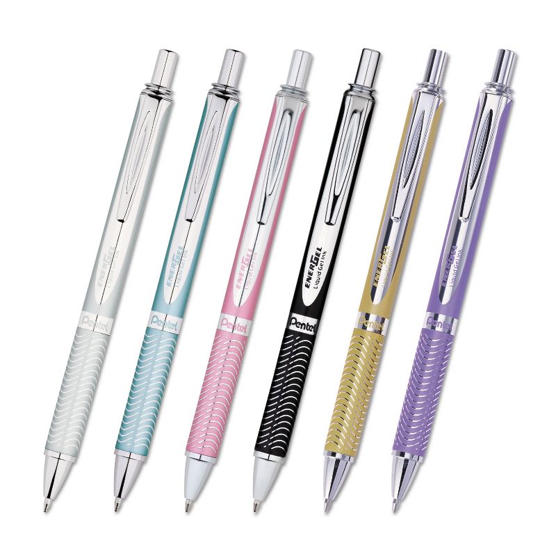 Pentel EnerGel Alloy RT Retractable Liquid Gel Pen .7mm Aquamarine Barrel Black Ink BL407LSA