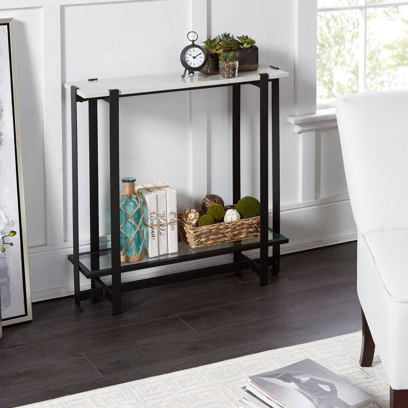 Slim Console Table Marble/Black - Silverwood