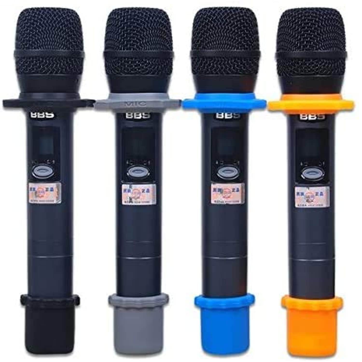 CellCase 4 Sets Wireless Handheld Microphone Shakeproof Anti-rolling Mic Protection Silicone Ring & Bottom Rod Sleeve Holder Stand for KTV Device (4 colors)