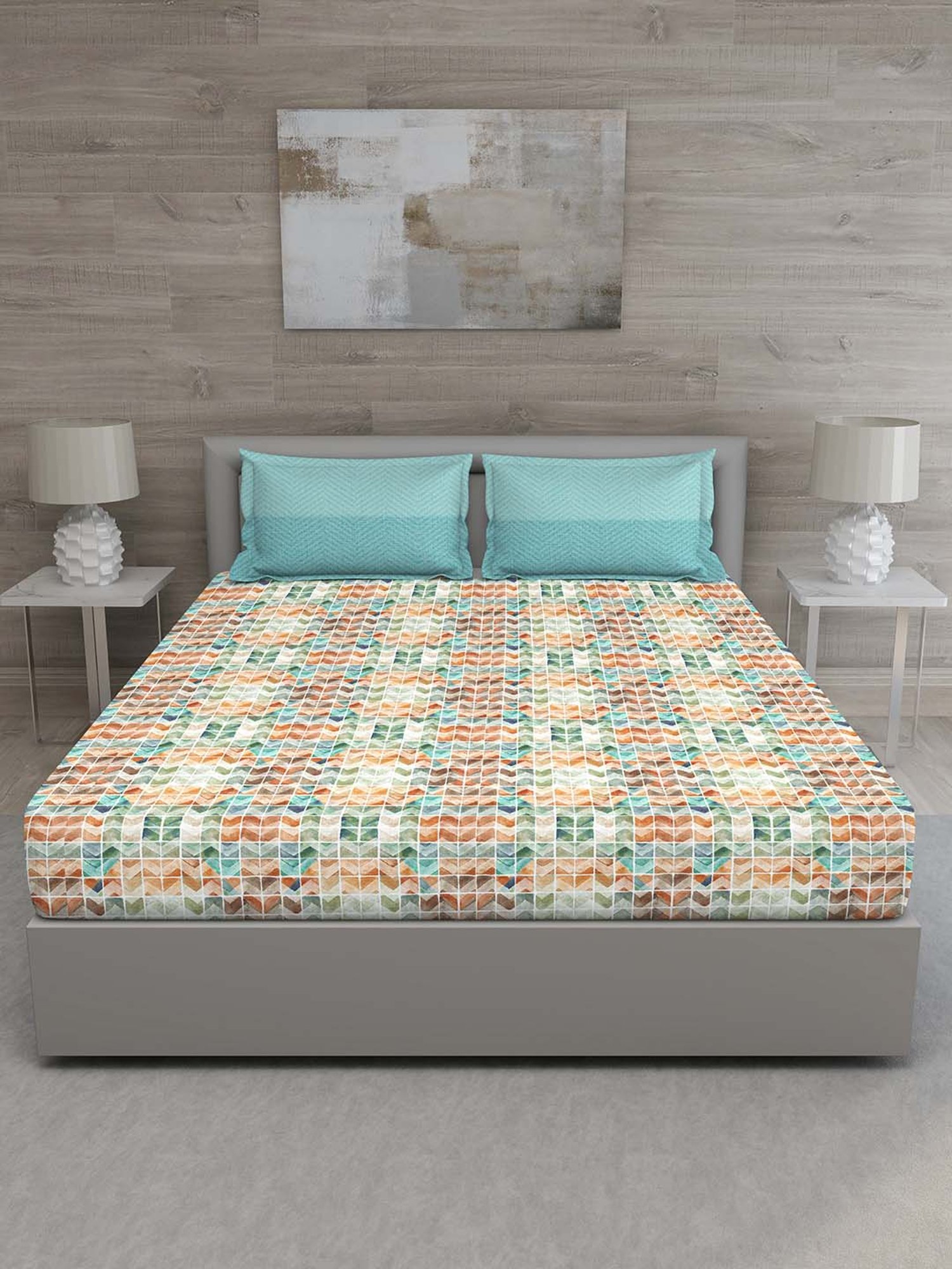 GM Multicolor 100% Cotton 150 TC Queen Bedsheet Set