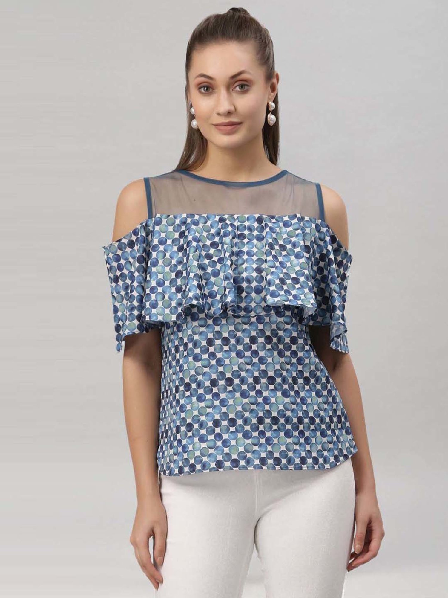 SELVIA Blue Printed Top