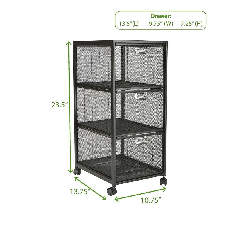 Mind Reader Rolling File Cabinet with Slim Storage for Makeup, Kitchen, Utilities, Office Supplies, and Tools