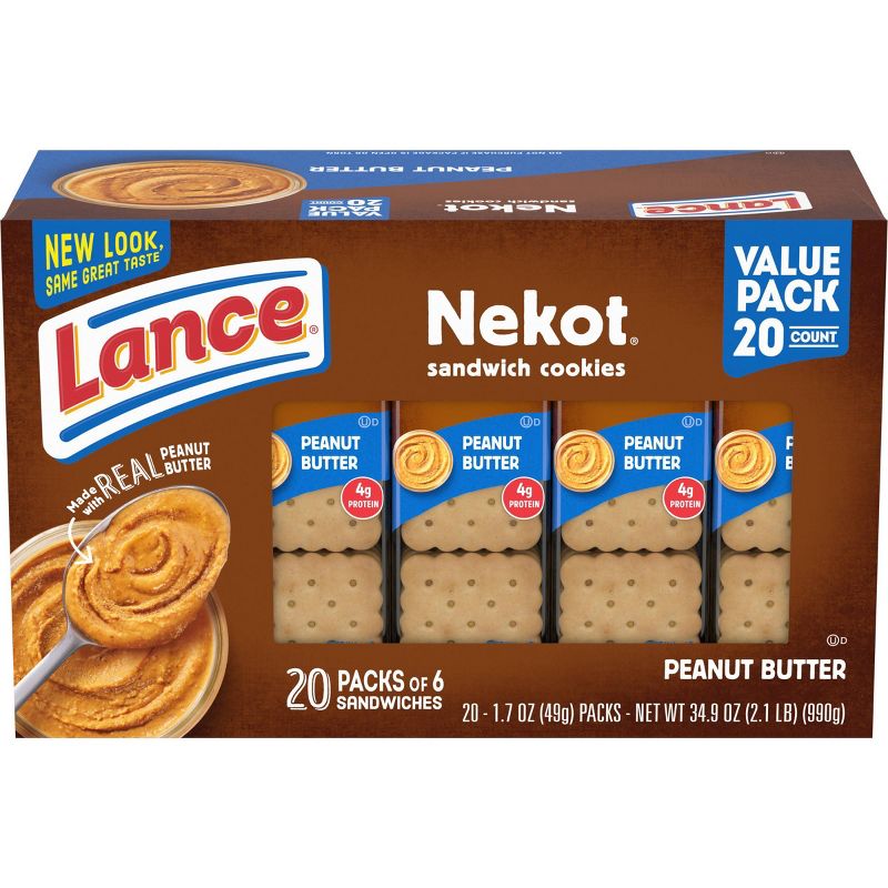 Lance Nekot Real Peanut Butter Cookie Sandwiches - 35oz - 20ct