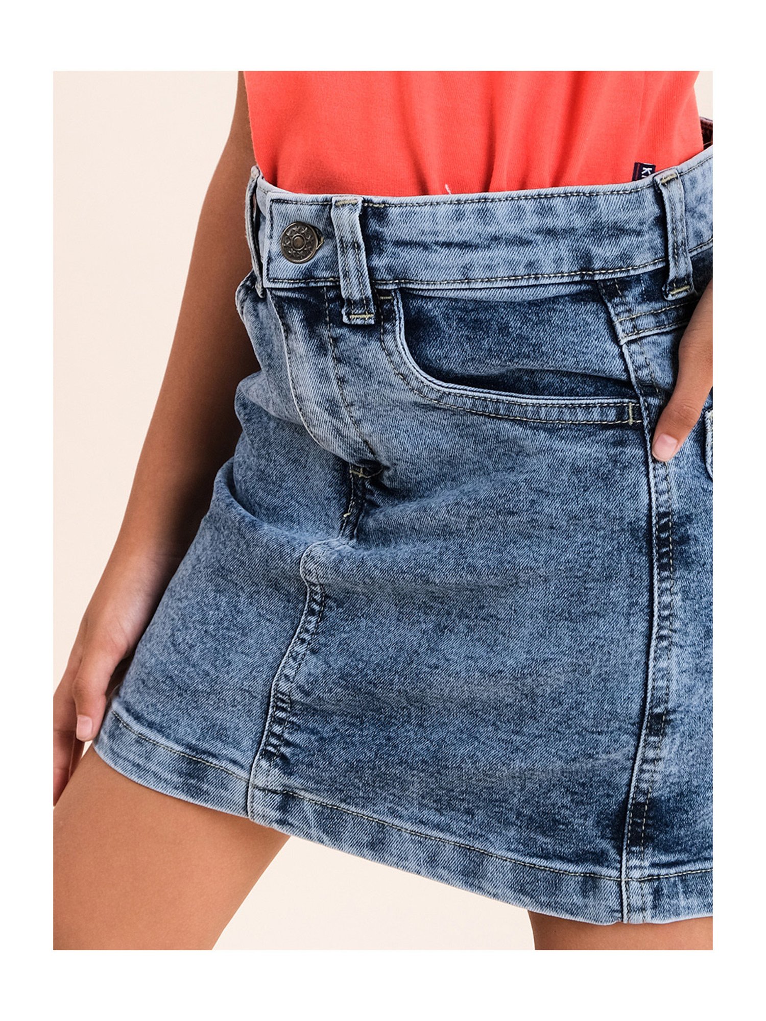 Kiddopanti Kids Light Blue Solid Skirt