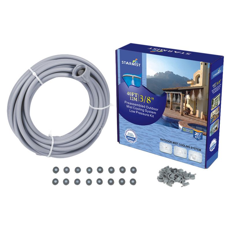3/8" Preassembled Mist Cooling Kit, 40' - Gray - Sunneday
