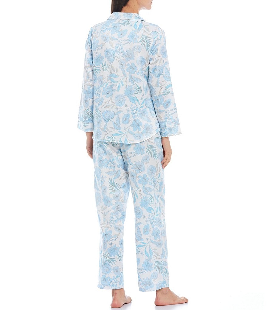 Miss Elaine Floral Print Brushed Back Satin Coordinating Pajama Set
