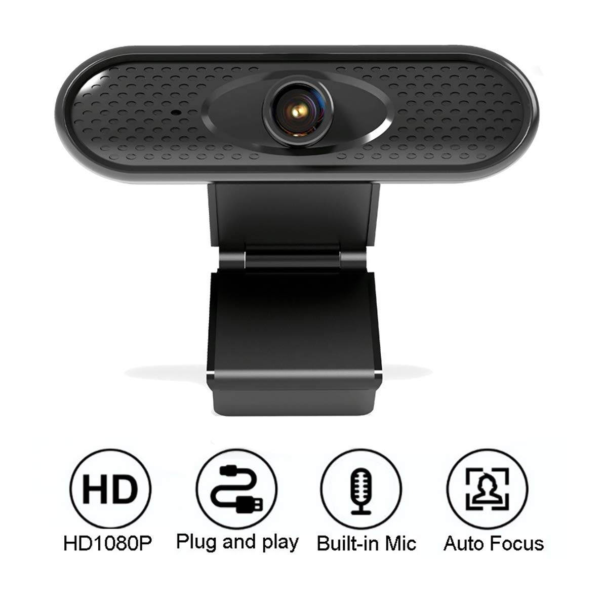 1080P USB Webcam with Mic PC Camera, 110-Degree View Angle Web Computer Camera for Video Calling & Recording Video Conference/Online Teaching/Business Meeting