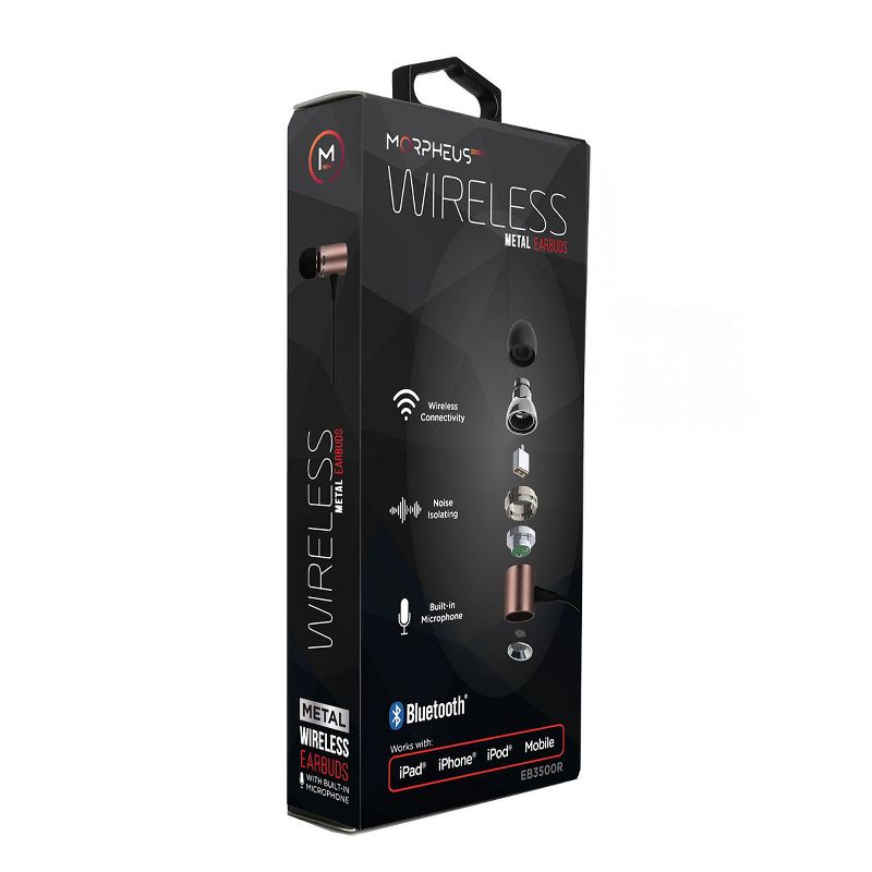 Morpheus 360 EB3500R Wireless Sport Bluetooth Earbuds, Sweatproof Stereo Earphones for Gym, Running, Workout, Mic, Noise Isolating, Rose Gold