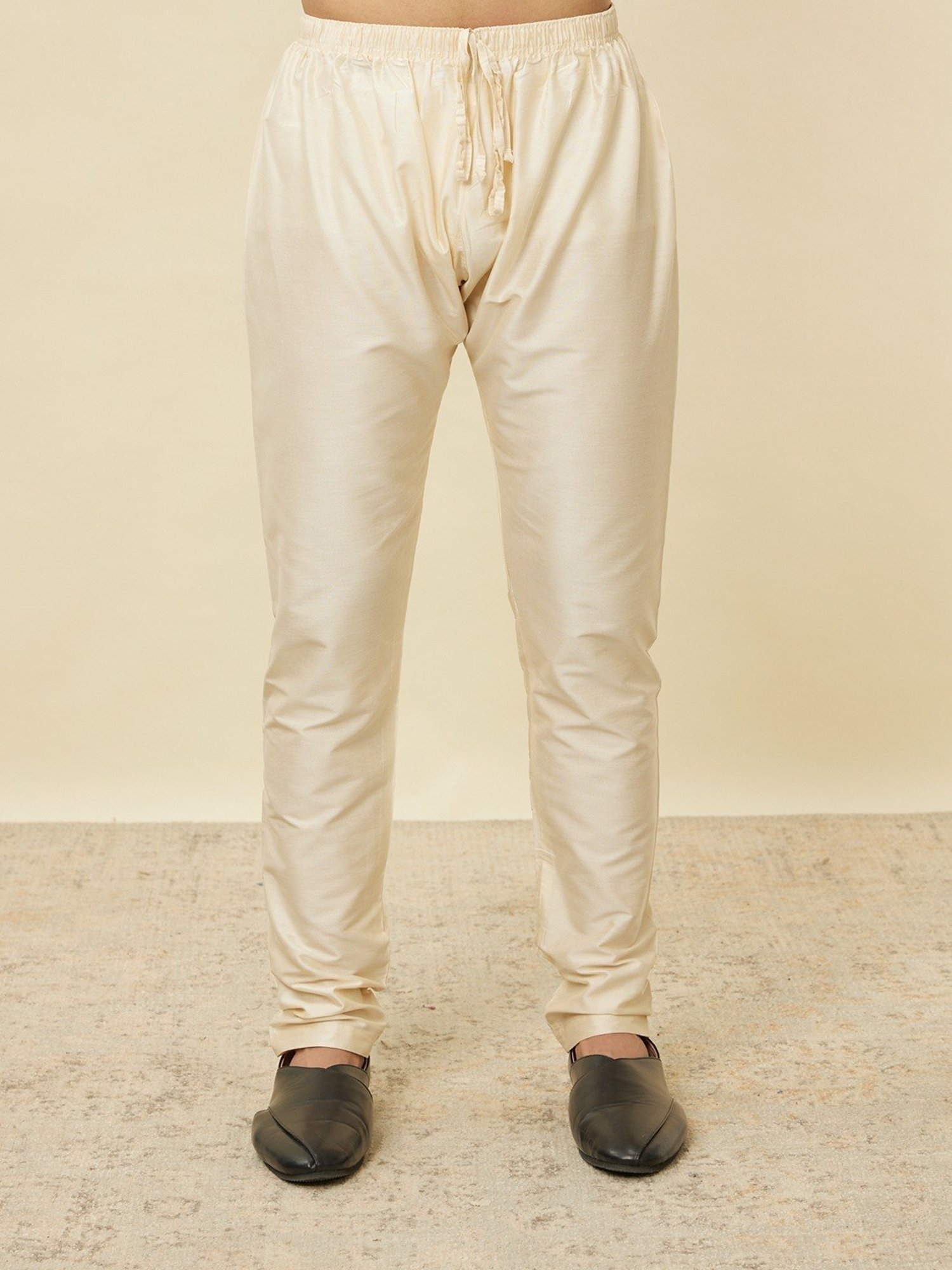 Manyavar Pink & Beige Regular Fit Self Pattern Kurta Bottom Set