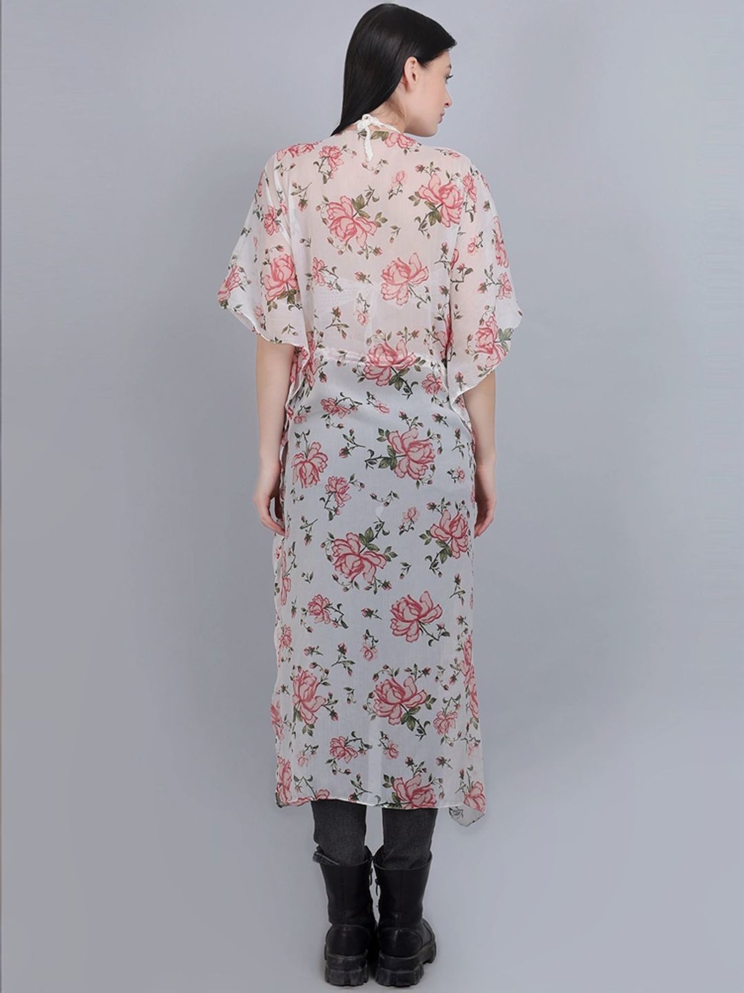 mod & shy White Printed Long Shrug