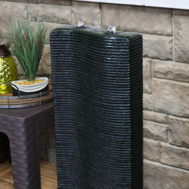 Sunnydaze 31"H Electric Polyresin Rippling Tower Column Outdoor Water Fountain with Lights