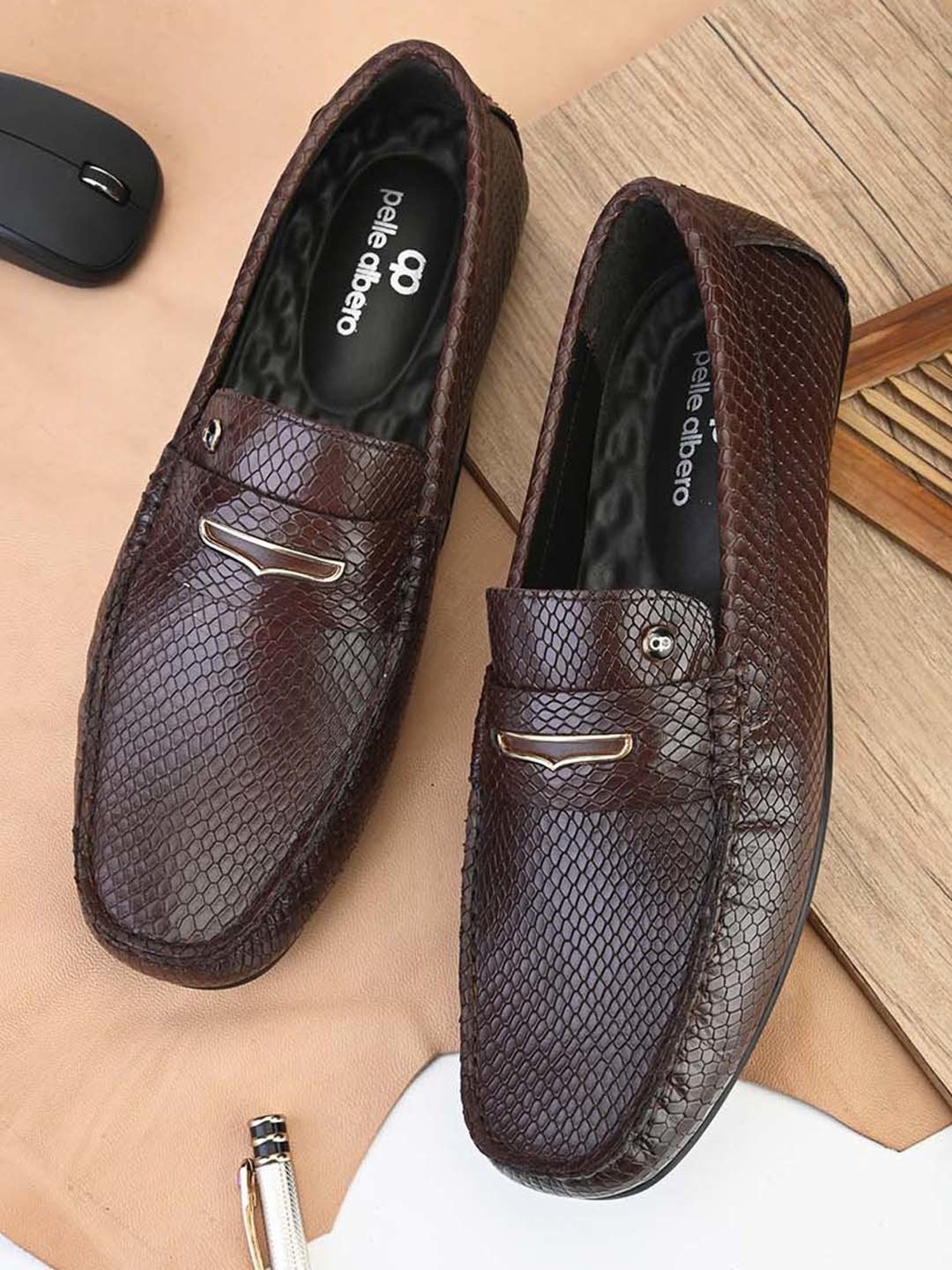 Pelle Albero Men's Brown Casual Loafers