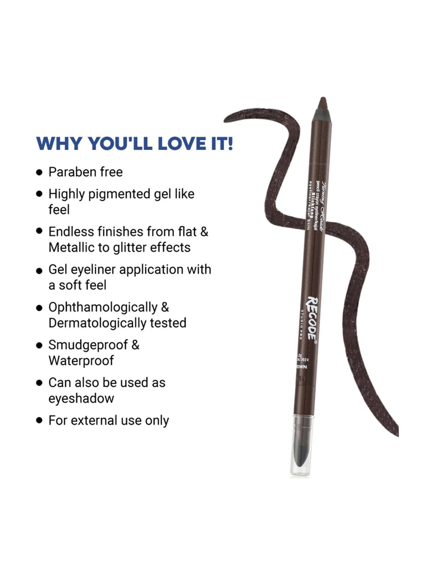 Recode Turning Heads Crayon Eyeliner/Kajal 03 Epic Brown - 1.2 gm