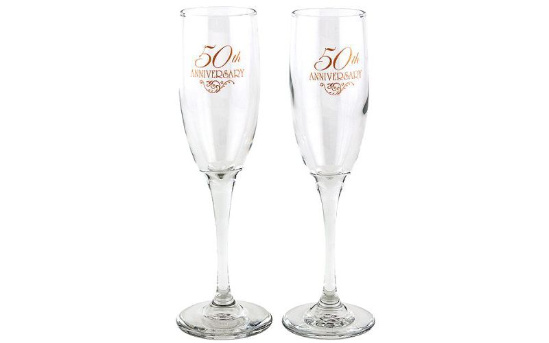 2ct 50th Anniversary Champagne Flutes