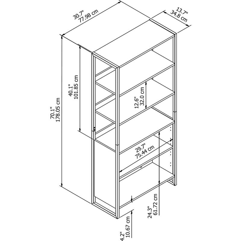 70.13" 5 Shelf Atria Bookshelf Charcoal Gray - Kathy Ireland Home