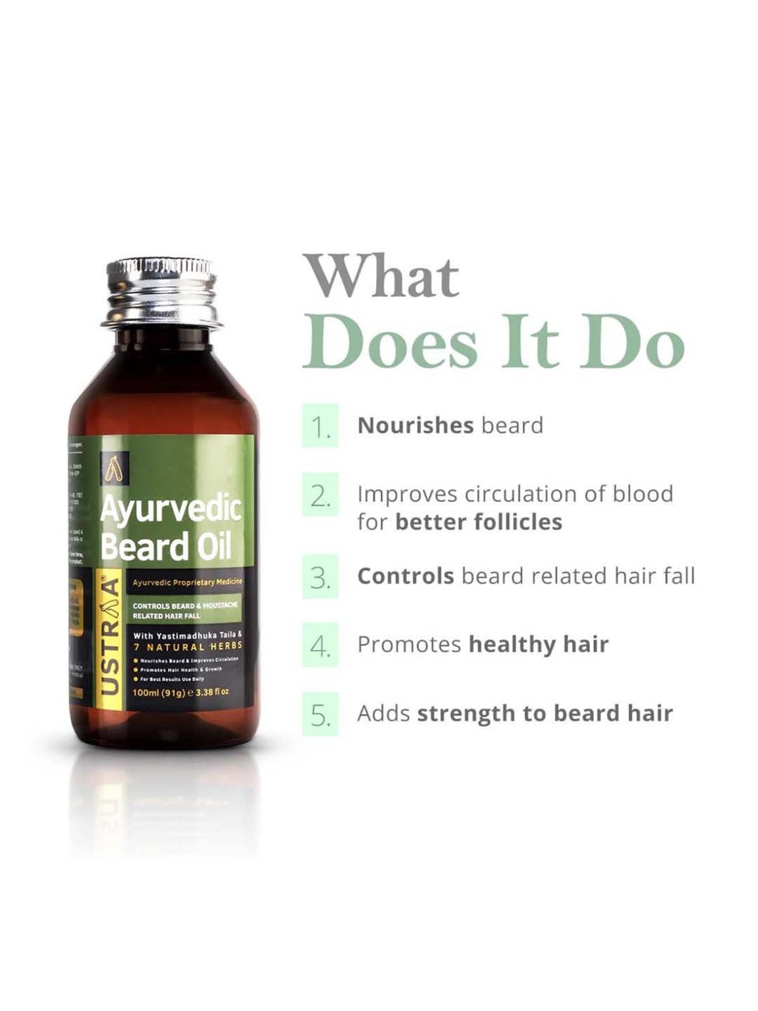 Ustraa Ayurvedic Beard Growth Oil & Hair Growth Vitalizer Combo