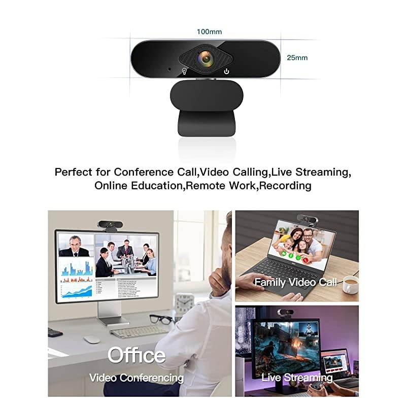 Webcam with MicrophoneHD USB Streaming Webcam for Desktop PC Computer Web Camera with 120Degree Wide View AnglePlug and Play Desktop Webcam for Video Calling Recording ConferencingGaming