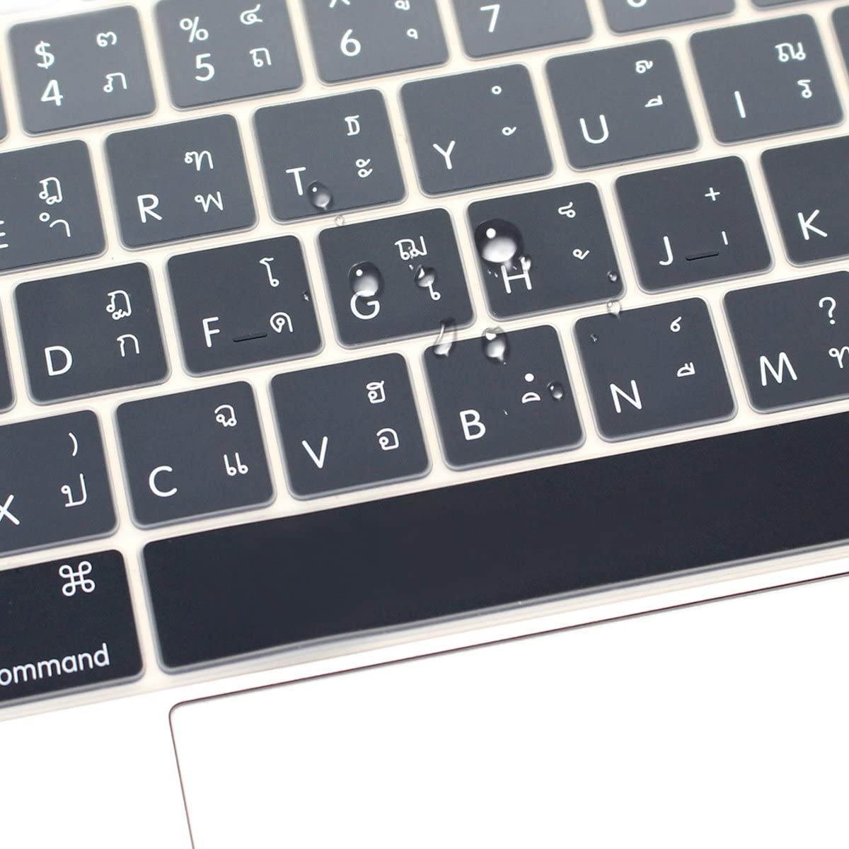 HRH Thai Language Silicone Keyboard Cover Compatible Newest MacBook Pro with Touch Bar 13 Inch and 15 Inch (A2159/A1989/A1706,A1990/A1707) 2019 2018 2016 2017 Release USA Version,Ombre Gray