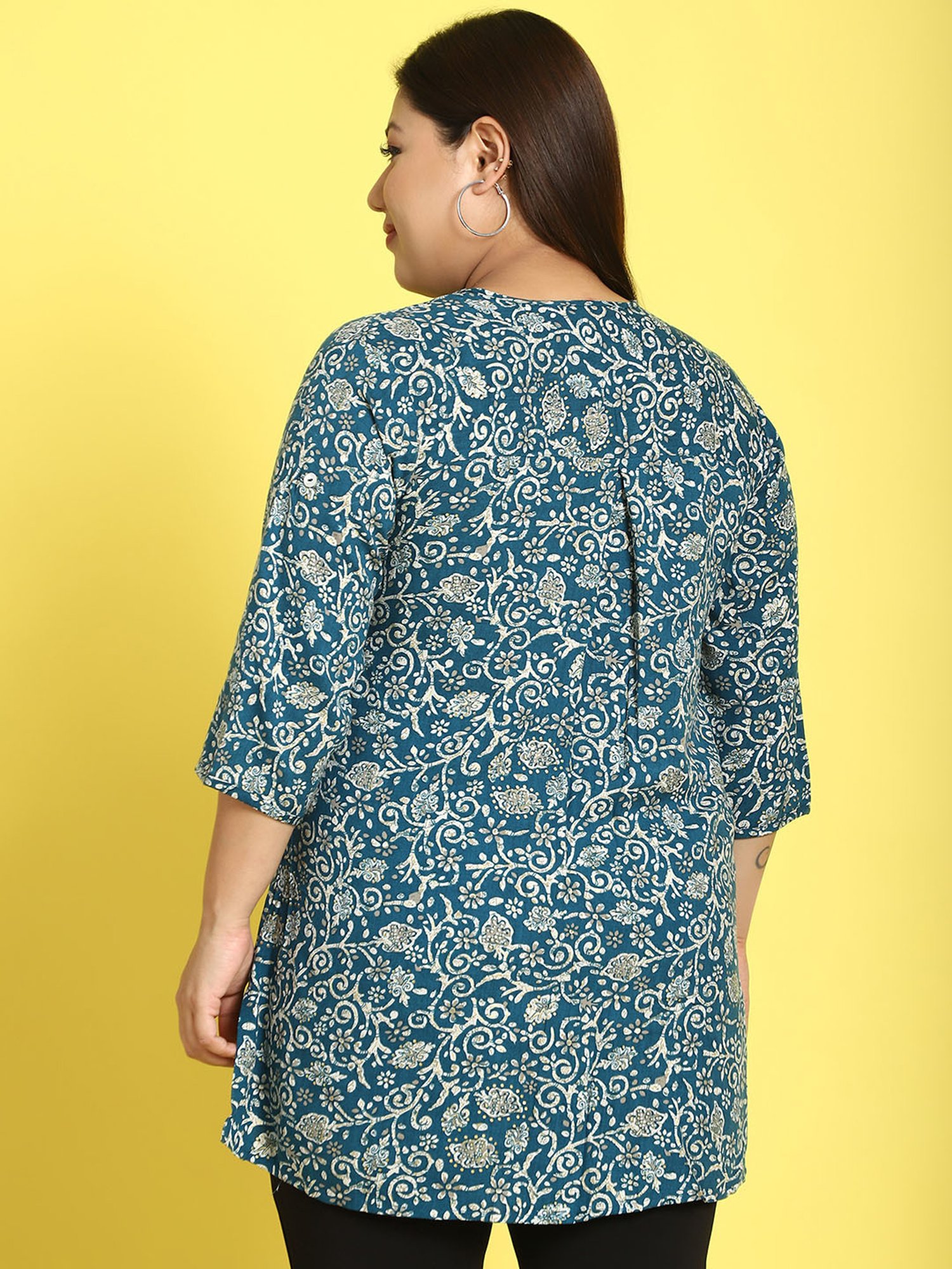 theRebelinme Teal Floral Print Shirt