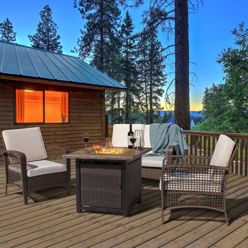 Breckenridge 4pc Seating Set Java Brown Fame Sunbrella Meredian Brick Red Fabric - La-Z-Boy