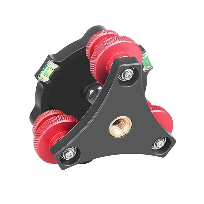 Photography Tripod Leveler TriWheel Leveling Base with Bubble Level and 38 inch Screw 3 Dials with +5 Degree Precision Adjustment Aluminum Alloy Construction