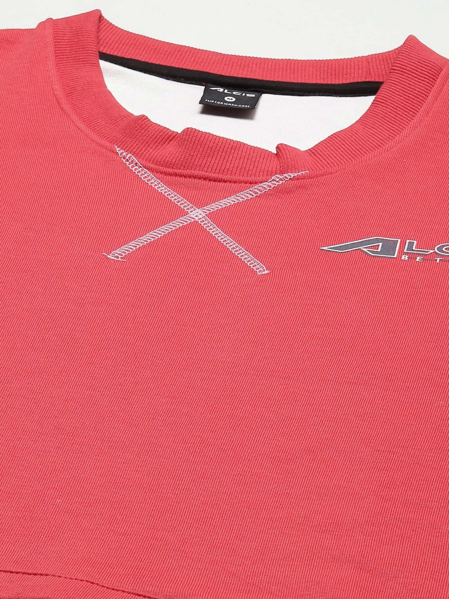 ALCIS Red Regular Fit Round Neck Sweatshirt