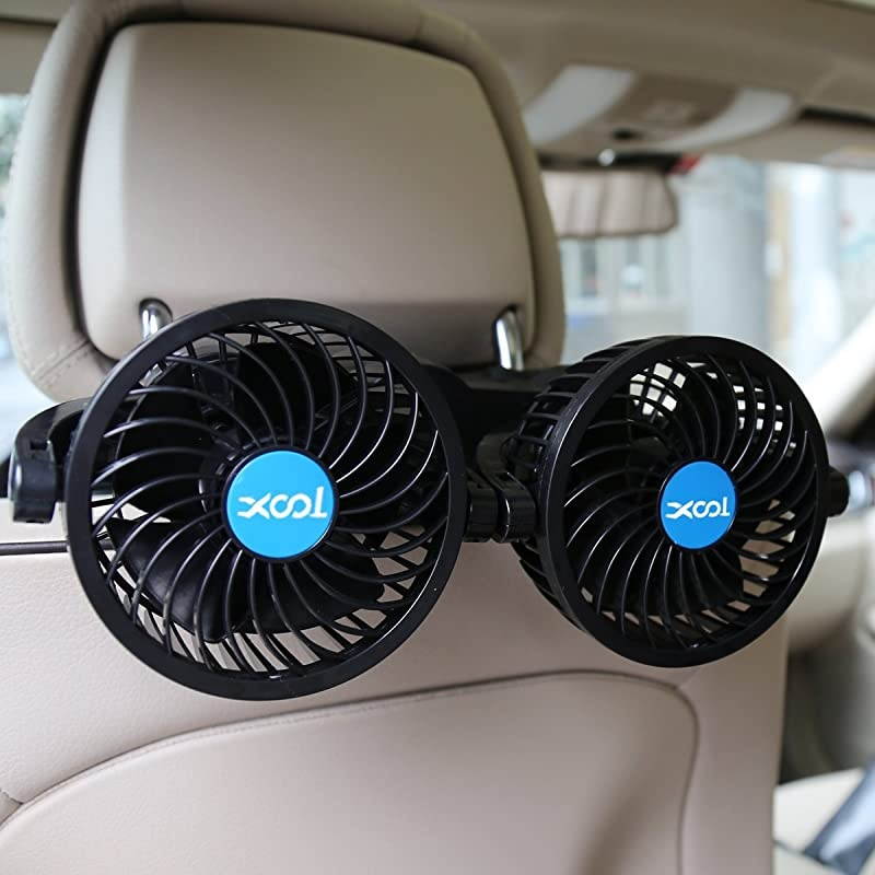 Car Fan  Electric Car Fans for Rear Seat Passenger Portable Car Seat Fan Headrest 360 Degree Rotatable Backseat Car Fan 12V Cooling Air Fan with Stepless Speed Regulation for SUV RV Vehicles