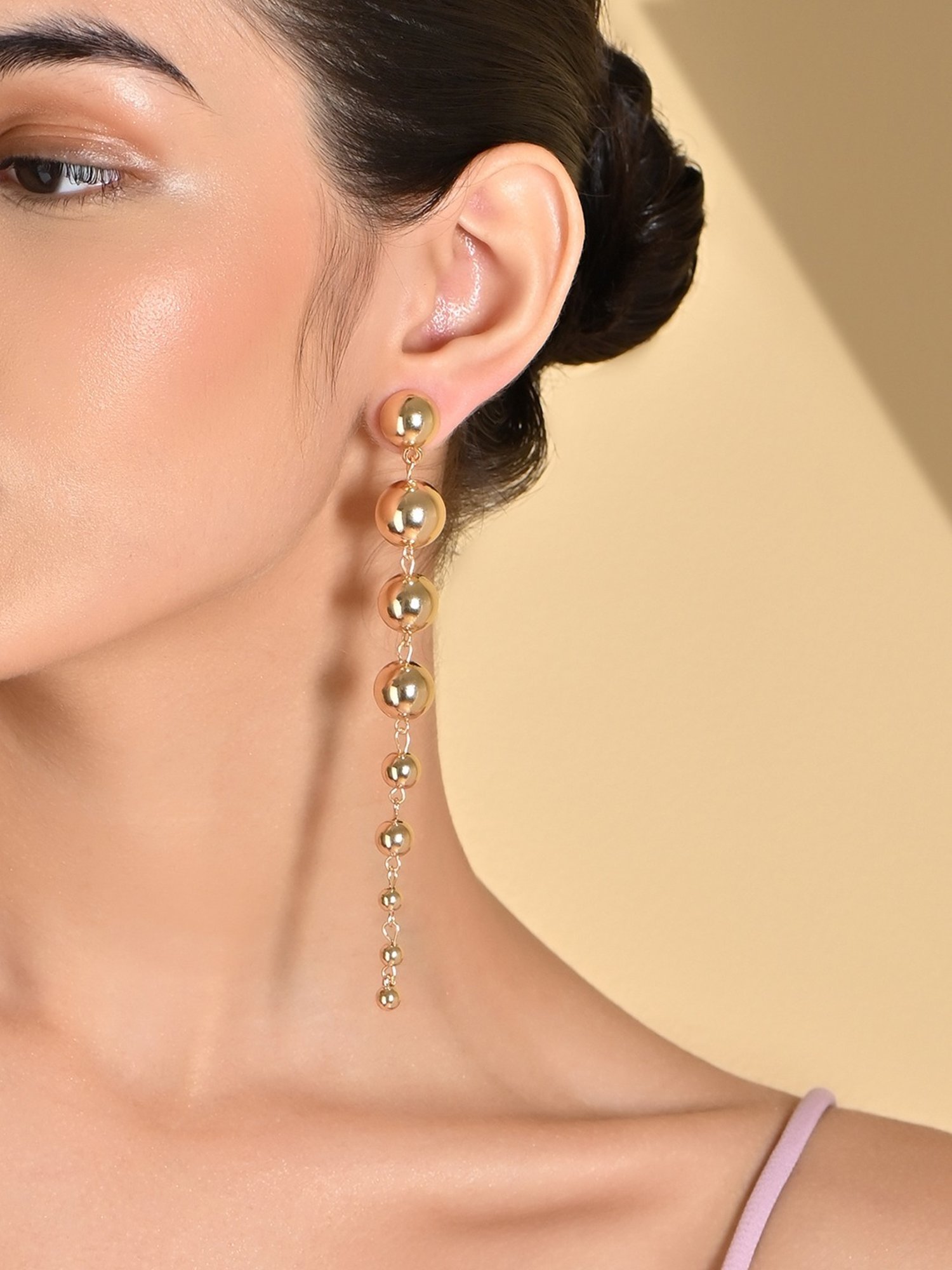 ToniQ Gold Korean Drop Earrings for Women