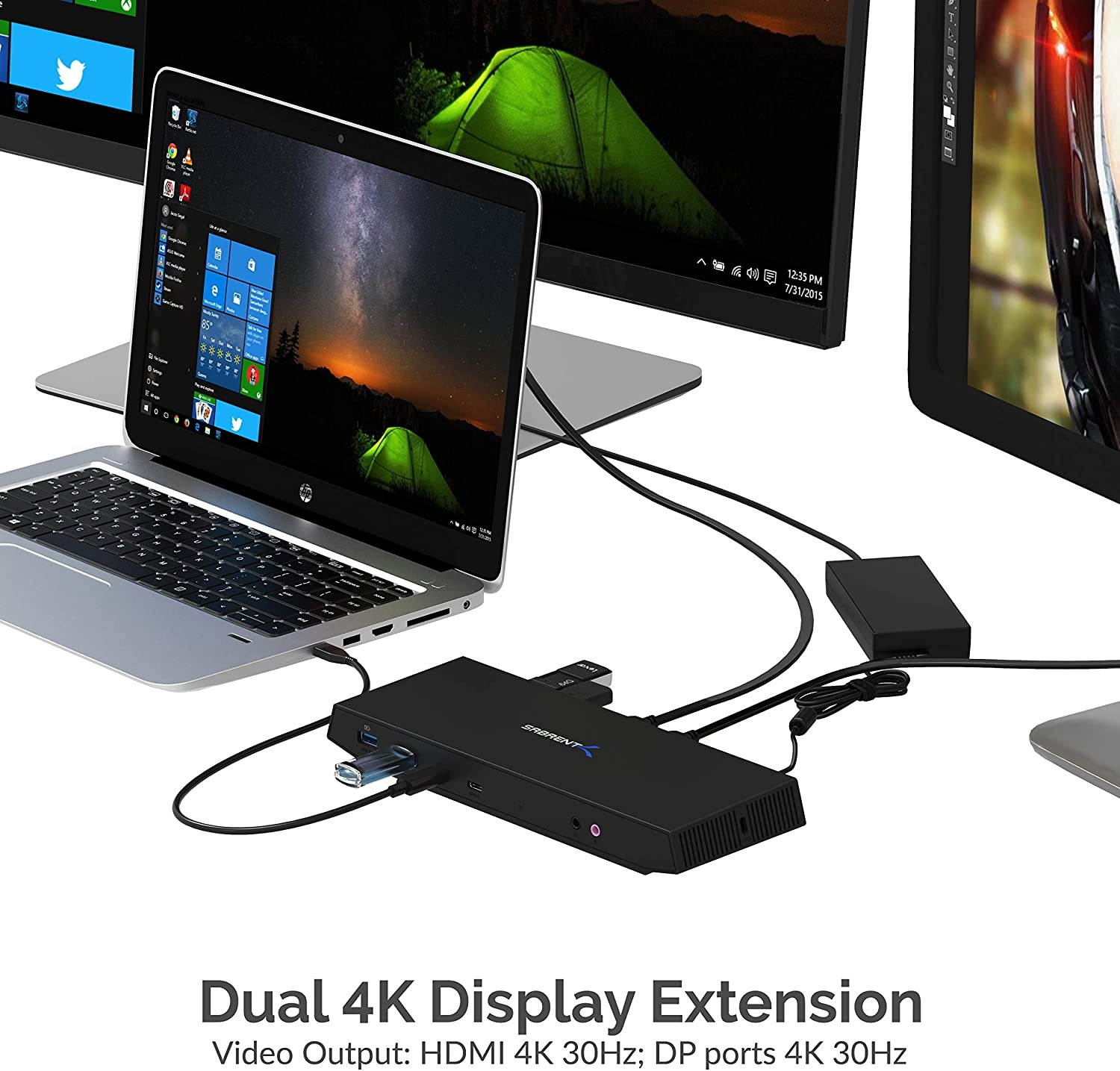 Sabrent USB Type-C Dual 4K Universal Docking Station with USB C Power Delivery (DS-WSPD)