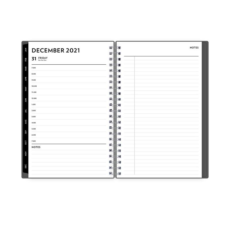 2021 Planner 5" x 8" Plastic Daily/Monthly Wirebound Charcoal - Blue Sky