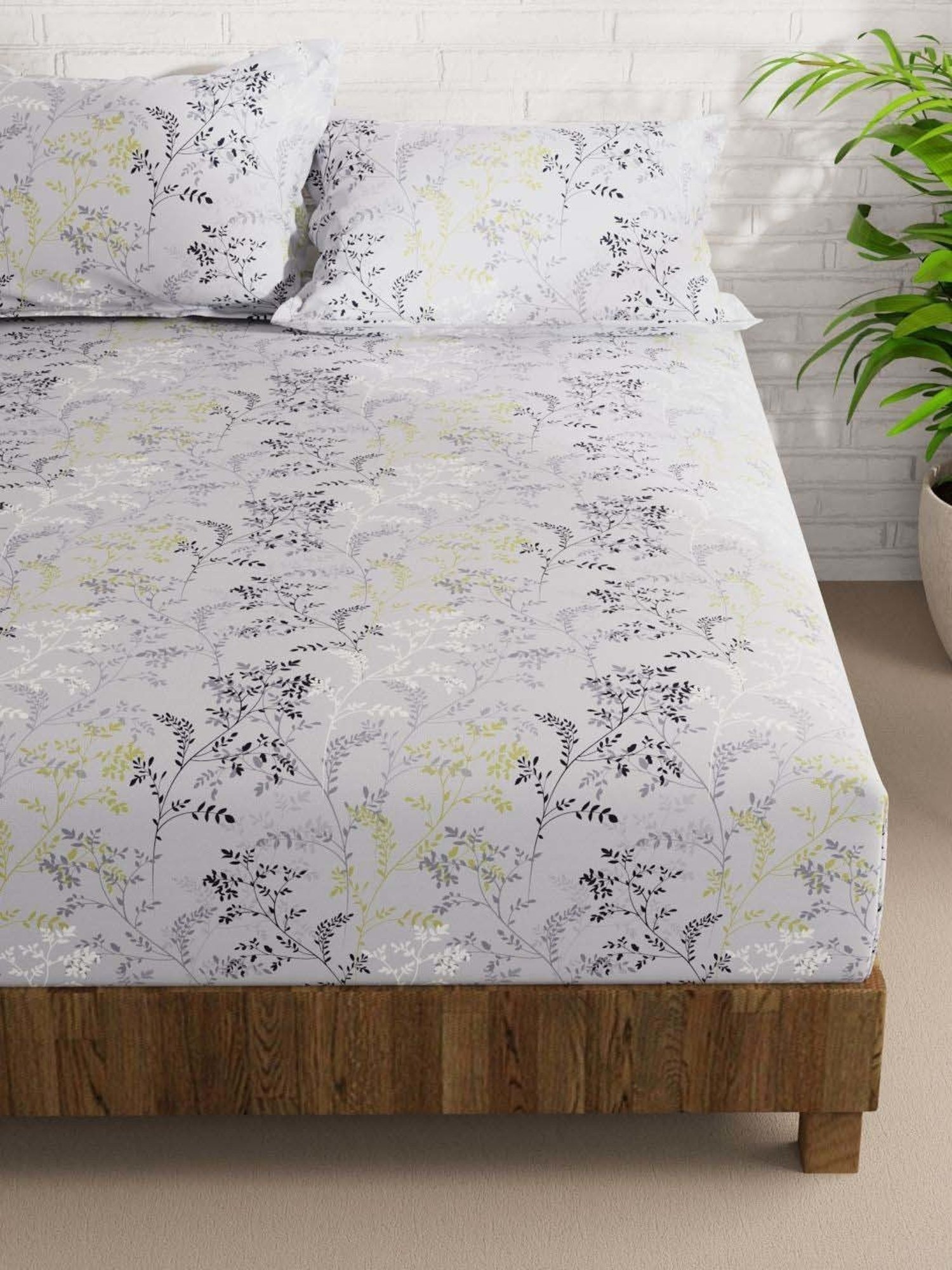 Bianca La-vogue Grey & Green Microfibre 152 TC Extra Smooth Double Size Bed Sheet with Pillow Cover