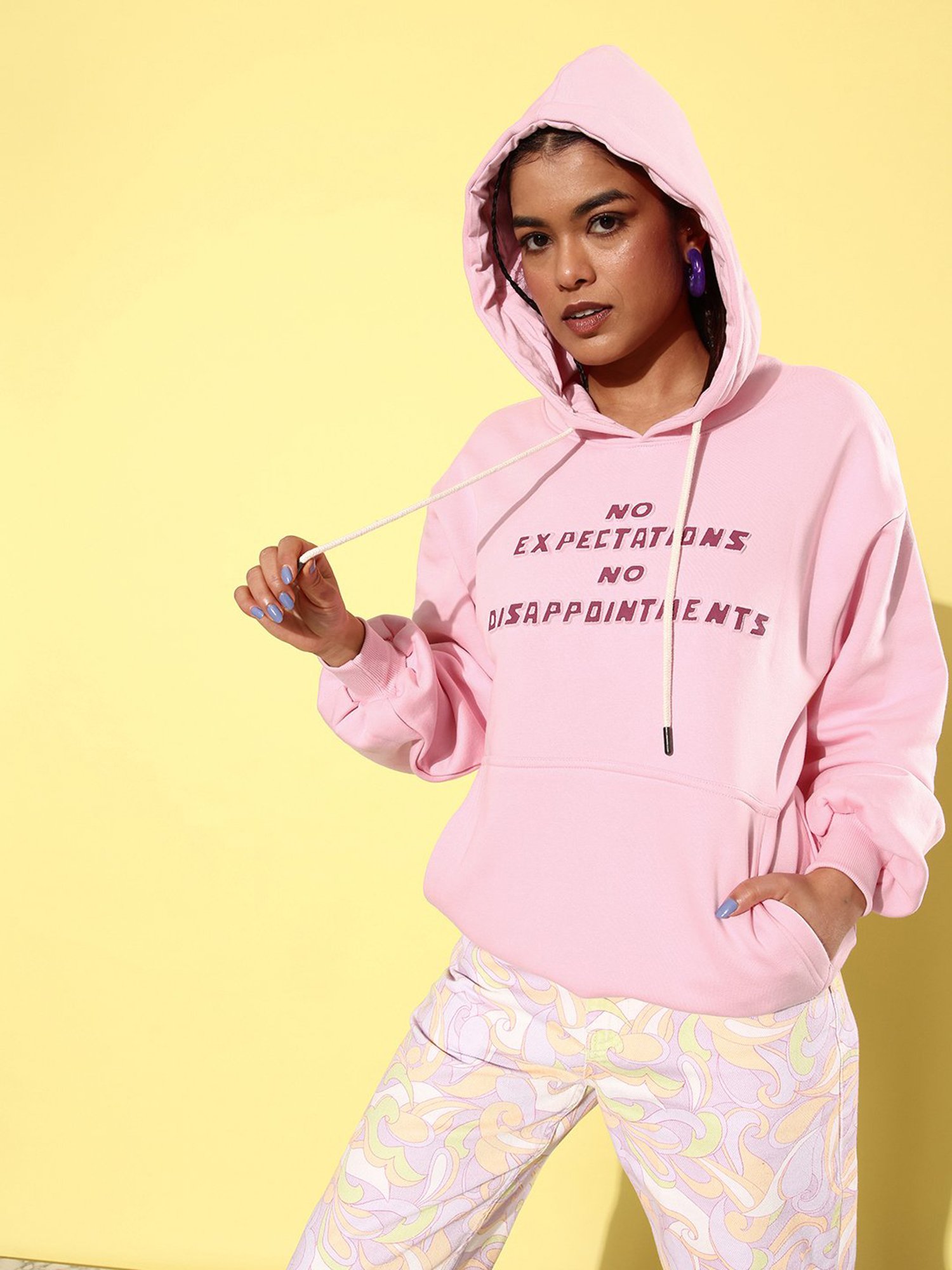 Difference of Opinion Pink Fleece Graphic Print Oversized Sweatshirt