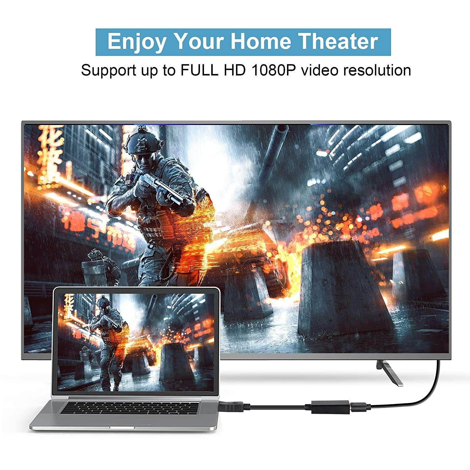 avedio links DisplayPort to HDMI Adapter Gold-Plated DP to HDMI Converter Cable Cord (Male to Female) (Black)